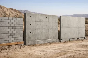 مقایسه دیوار بتنی