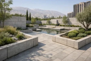 دیوار بتنی محوطه‌سازی
